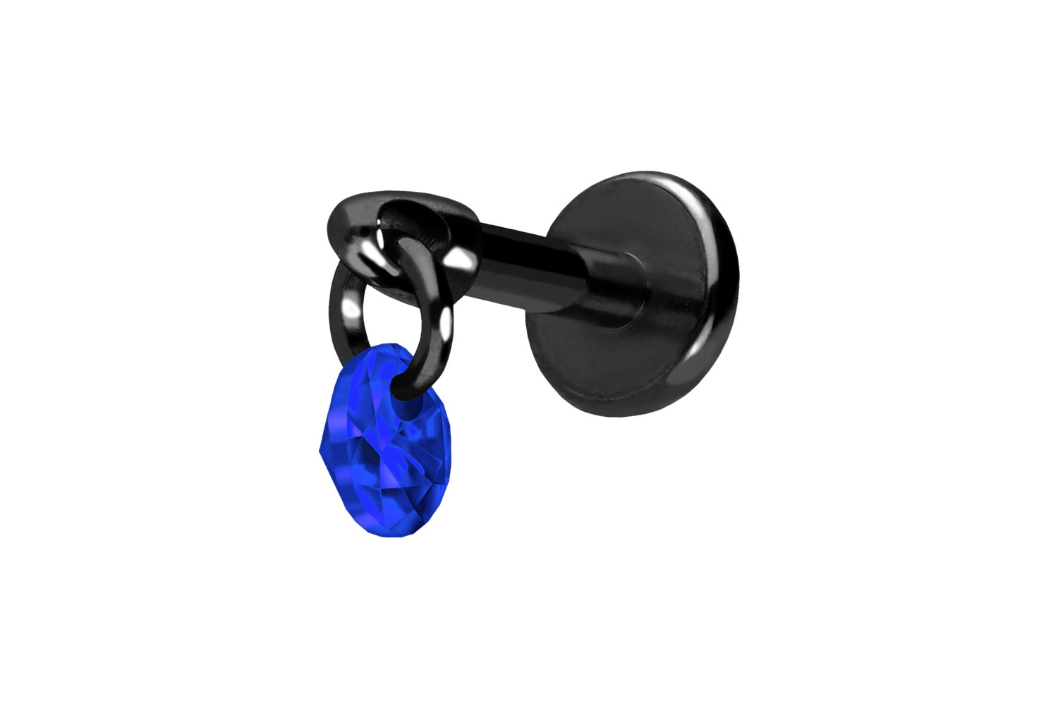 Titan Labret Piercing mit Push Fit RUNDER KRISTALL